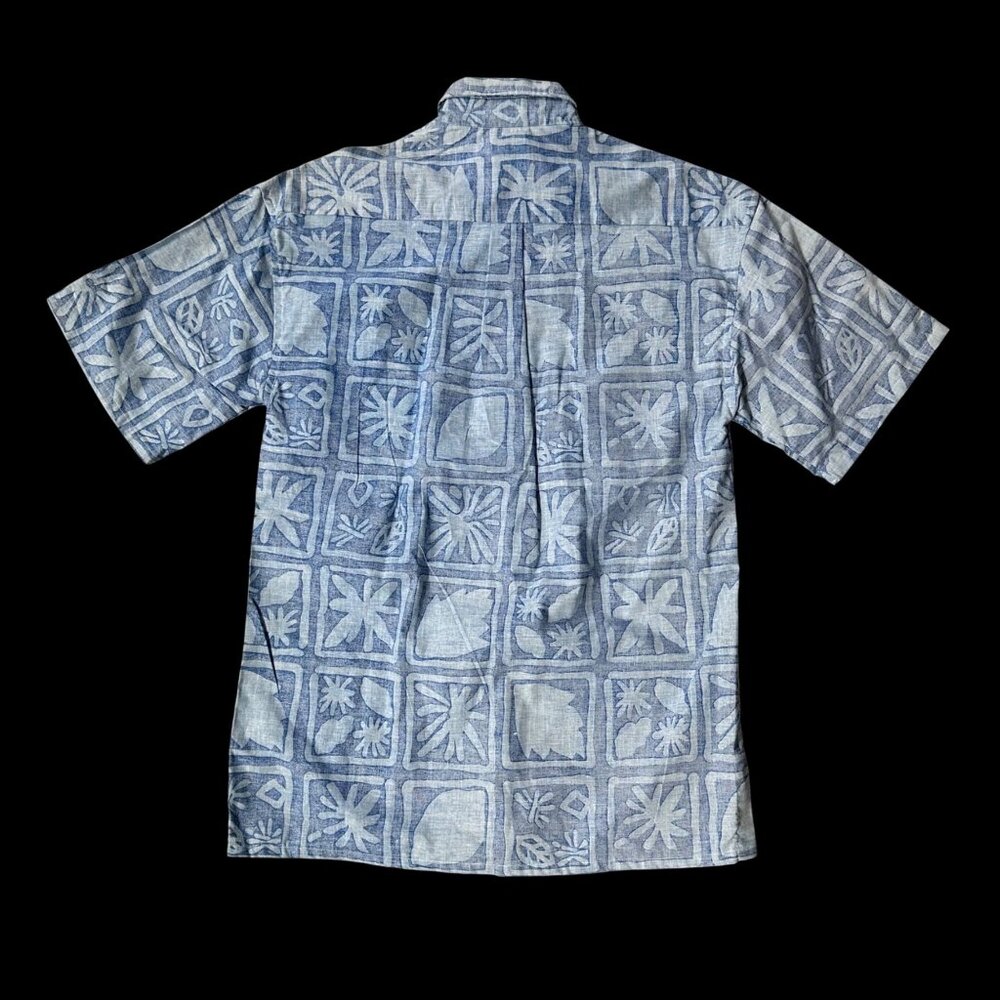 Vintage Hawaiian Shirt Small Blue Floral Short Sleeve 1980s Sears Sun Bay USA - Picture 3 of 10